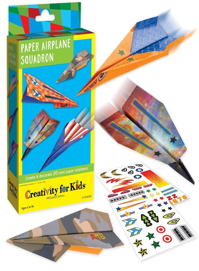 Creativity for Kids Paper Airplane Squadron - Create 20 Paper Airplanes, Mini Craft Kit for Boys, Easter Basket Stuffers and Gift for Boys, Kids Activities (Ages 6+) - Image 1